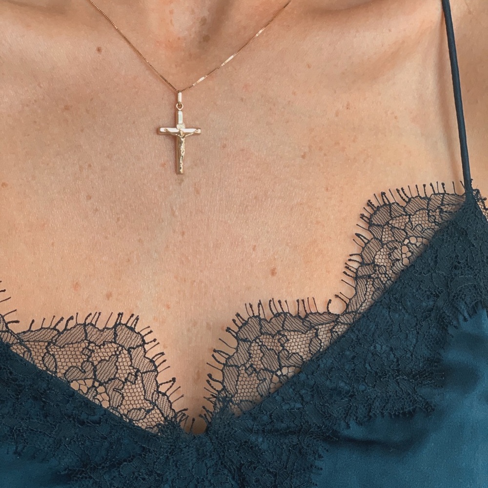 14k solid gold stamped cross ONLY